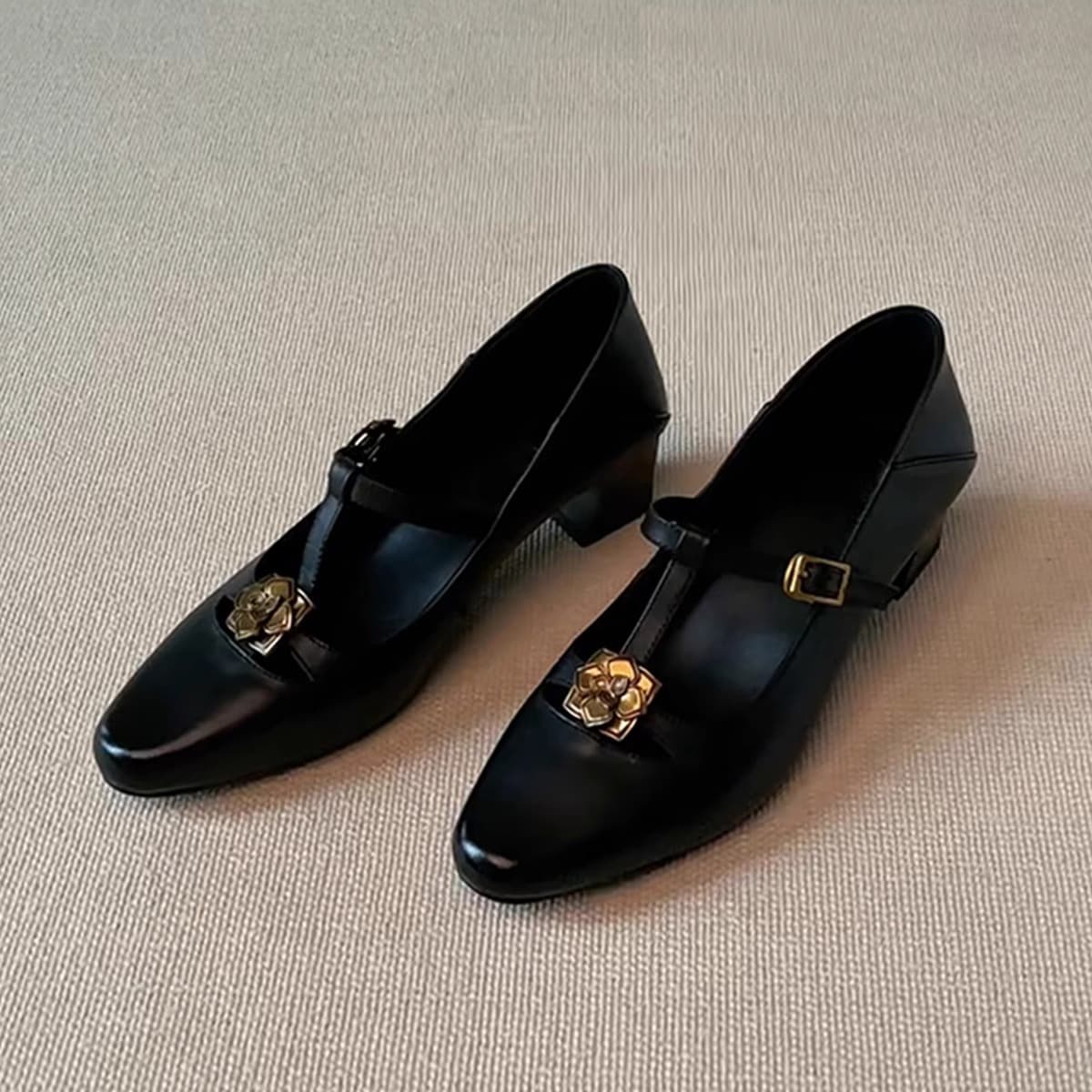Sheepskin Version ~ French Socialite T-Strap High Heels, Feminine Soft Leather Thick Heel Mary Jane Shoes, Soft Sole Shoes