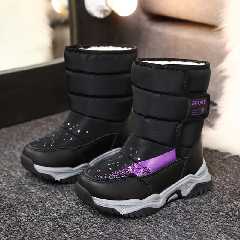 Boys' Fleece-Lined Thickened Cotton Snow Boots Autumn/Winter Warm Mid-Large Children's Shoes Girls' Thickened Cotton Snow Boots