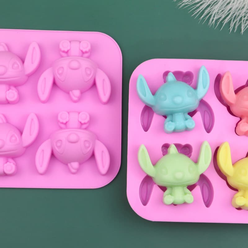 Tangbao In Stock 4-Pack Cartoon Stitch Cake Mold Silicone Chocolate Mold DIY Soap Mold