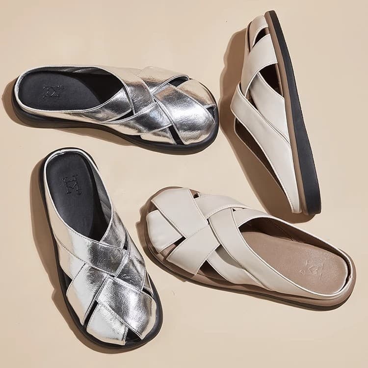 Retro Open Toe Sandals for Women Summer 2026 New Versatile Woven Roman Flat for Dresses Lazy Slippers