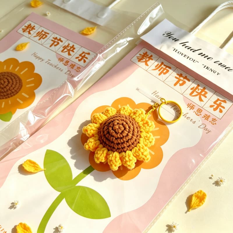 Happy Teachers' Day diy greeting card tulip hair band crocheted sunflower pendant thanksgiving teacher greeting card wholesale