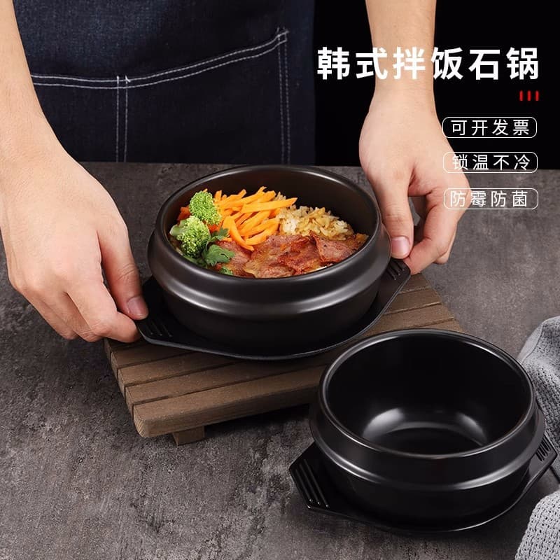 Korean stone pot bibimbap, household clay pot rice, small casserole, high temperature resistant, restaurant and commercial ceramic Korean rice noodle bowl