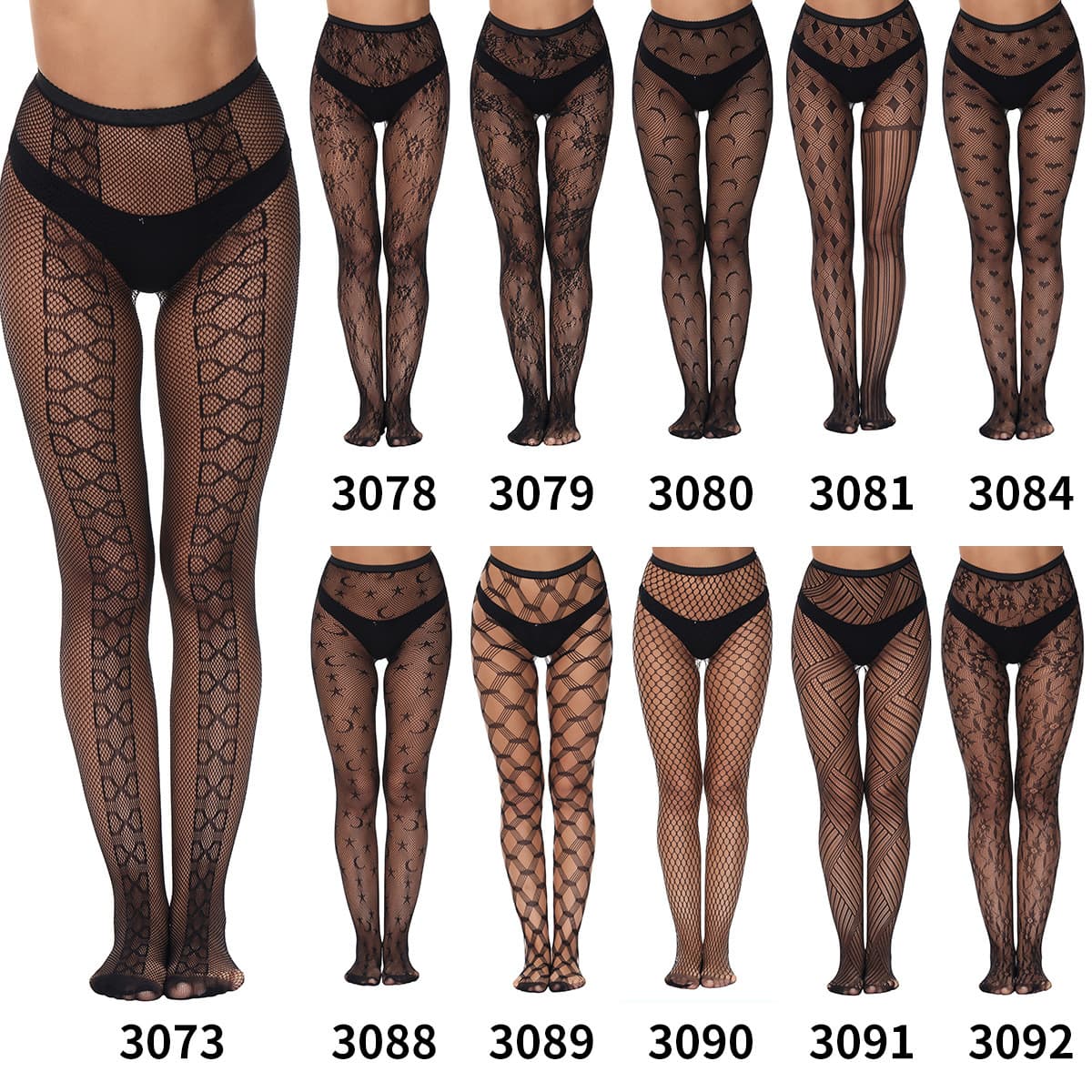 European and American Cross-border Sexy Fishnet Stockings Women Hollow Jacquard Pantyhose Plus Size Slimming Lace Mesh Tights Lingerie