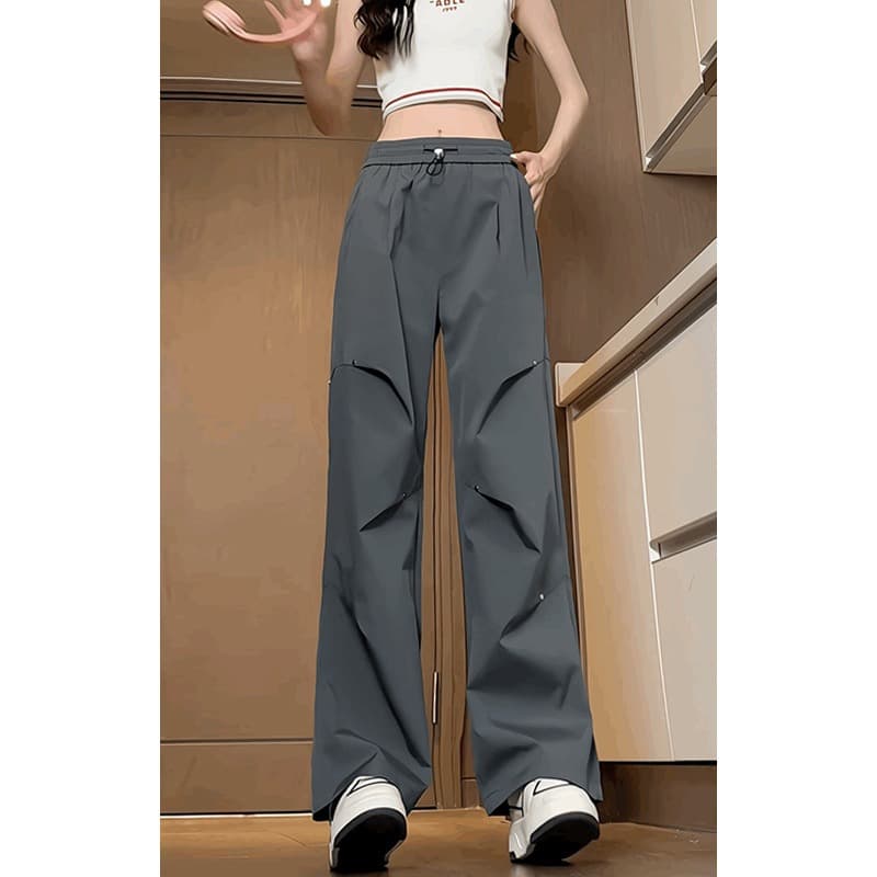 American-Style Work Pants for Women, Spring and Autumn 2026 New Style, Loose Fit, Slimming Straight-Leg Sports Wide-Leg Long Pants, Plus-Size Women's Clothing