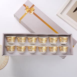 Creative Ceramic Cup Cross-Border European Gold-Stamped Grandpa Cup 12-Piece Set Moonlight Cup Business Gift Set Coffee Cup