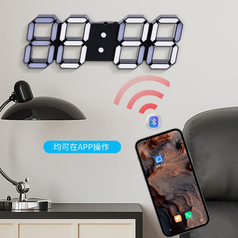 Cross-Border 3D Digital Smart Clock Living Room Stereoscopic Hanging Clock LED Creative Clock Amazon LED Electronic Alarm Clock