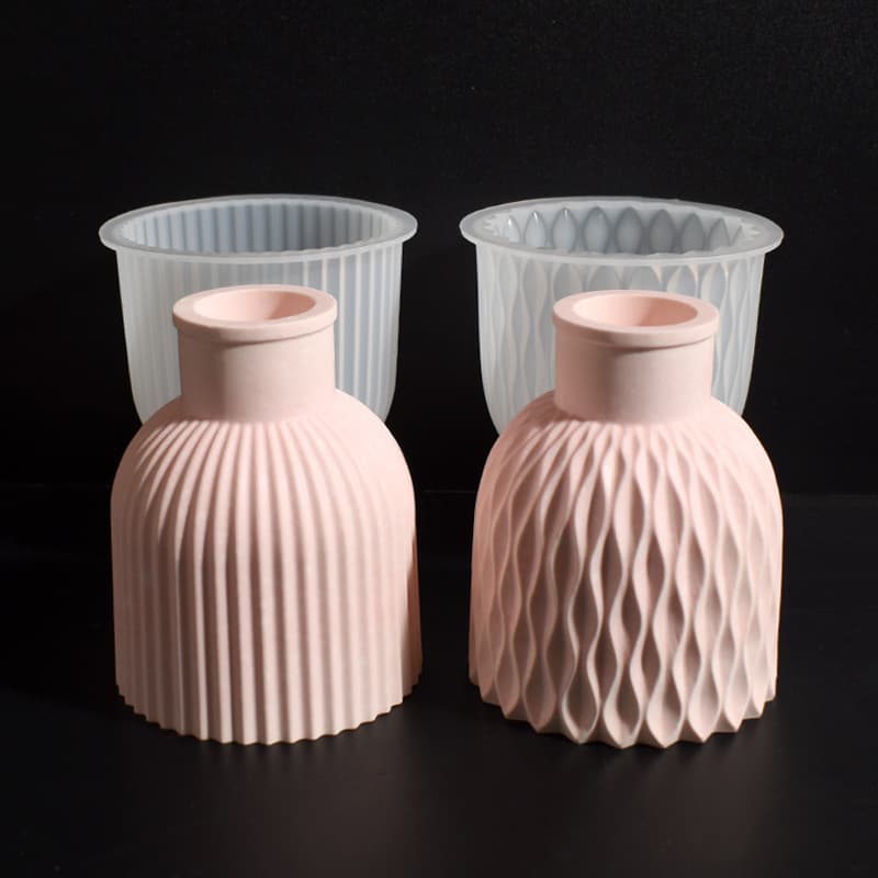 European Water Ripple Vase Mold Modern Minimalist Geometric Striped Vase Decoration Plaster Flower Vase Silicone Mold
