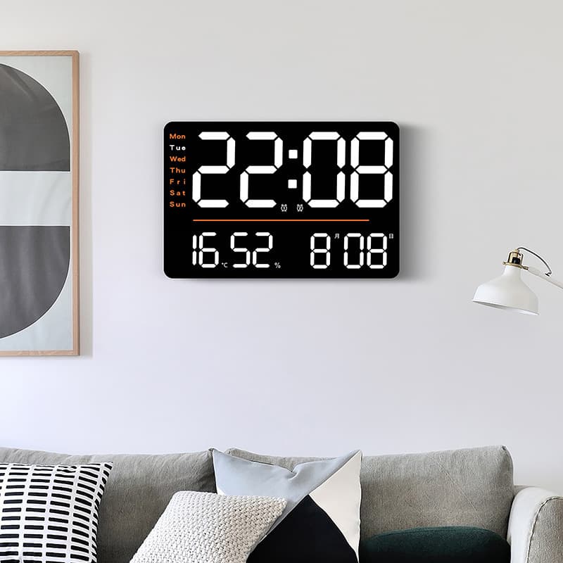 Creative Cross-Mirror Multifunctional Wall Clock Simple LED Living Room Clock Large Size Clock Temperature Humidity Meter 6636
