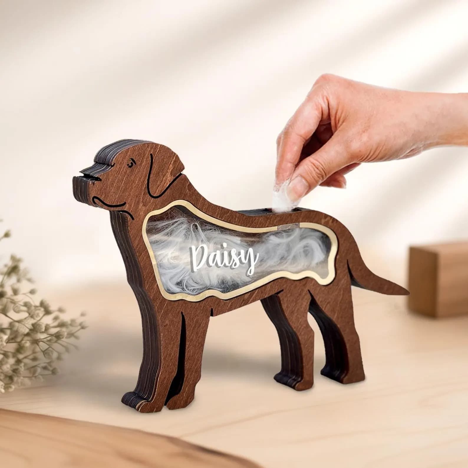 Cross-border Creative Wooden Pet Hair Storage Box Wooden Pet Hair Memorial Box Wooden Dog Memorial Box