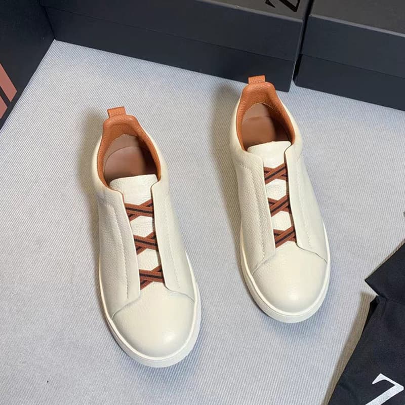 Factory New Genia Men's Shoes Genuine Leather Slip-On Casual Luxury Suede Sneakers Versatile Casual Shoes