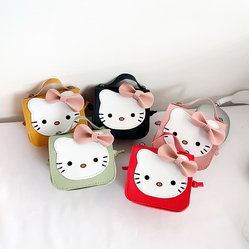 Korean-style Cute Small Bag Crossbody Cat Children's Backpack, Crossbody Shoulder Bag with Bow Decoration, Coin Purse Spring New