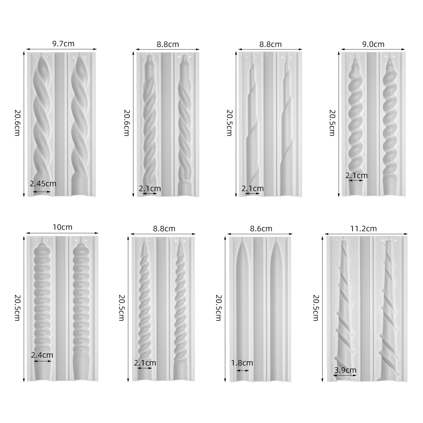 Long Stem Candle Pillar Silicone Mold DIY Resin 3D Spiral Conical Candlelight Dinner Valentine's Day Home Candle