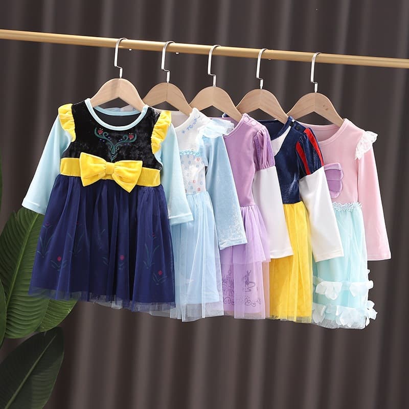 2025 Autumn/Winter New Girls Elsa Princess Dress Long Sleeve Dress Spring/Autumn Cotton Toddler Princess Dress Other Brands