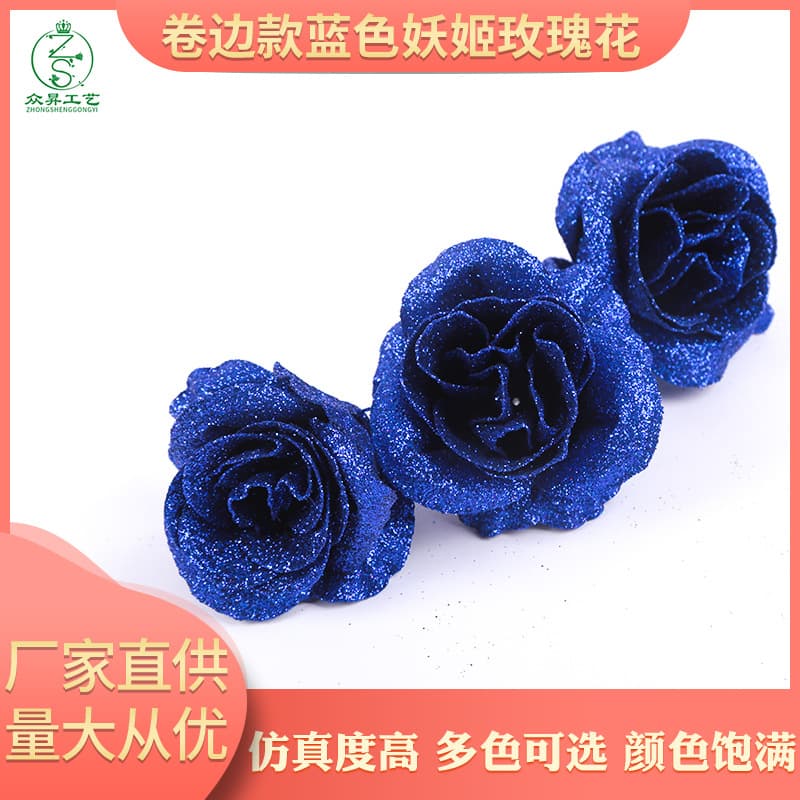 Factory Wholesale Blue Enchantress Crystal Rose Flower Head Gold Pink Rose Eternal Flower Artificial Flower Simulation Flower Head