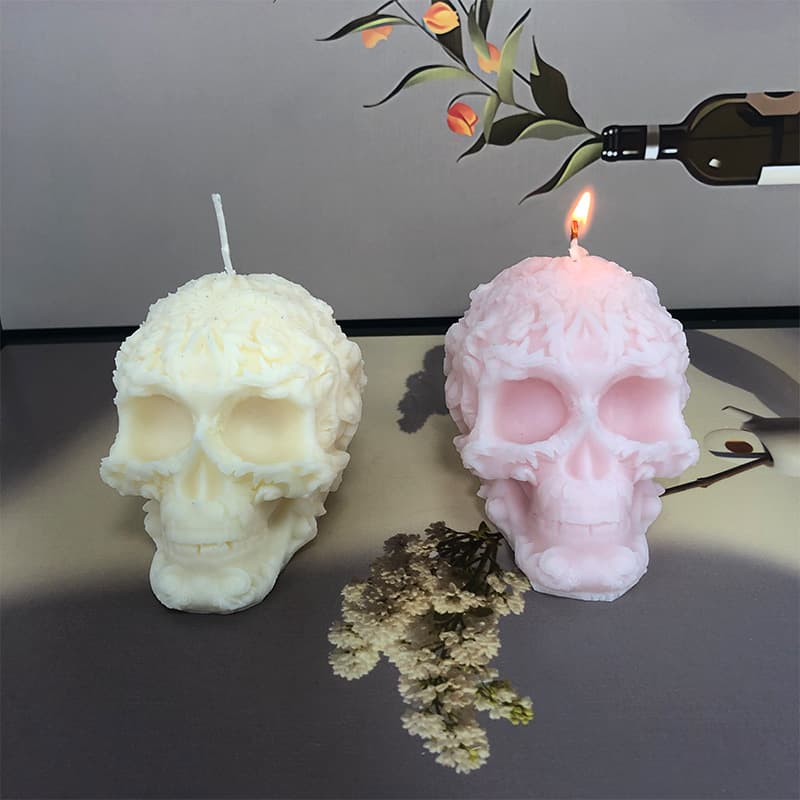 Renshan lace skull scented candle silicone mold diy skull glue plaster ornament Halloween mold