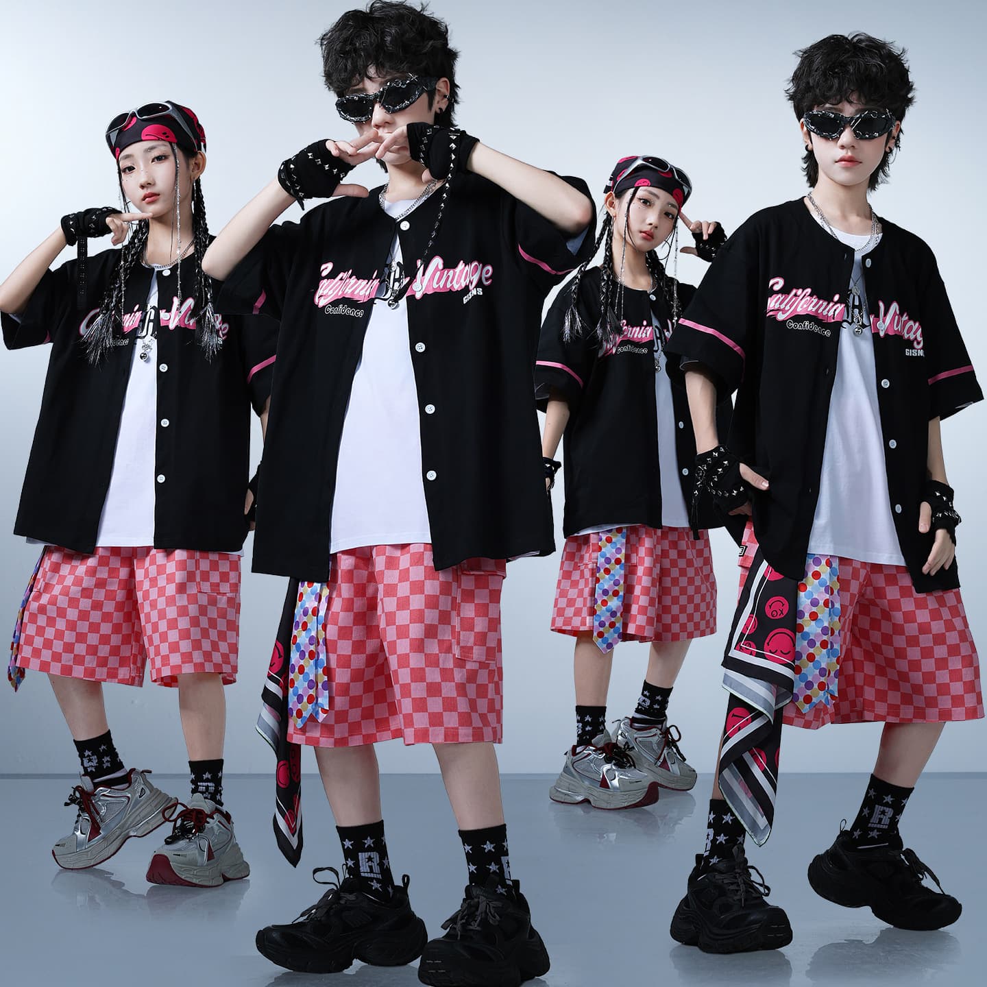 Children's hip-hop trendy clothing, girls' jazz dance clothing, boys' handsome hip-hop suits, children's drum performance clothing