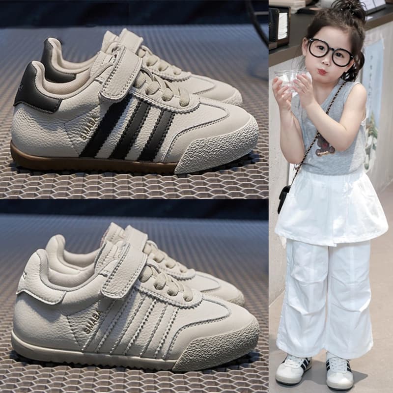 Girls' Black and White German Training Shoes 2025 Spring/Autumn Children's Soft Sole Sneakers Casual Kids' White Shoes
