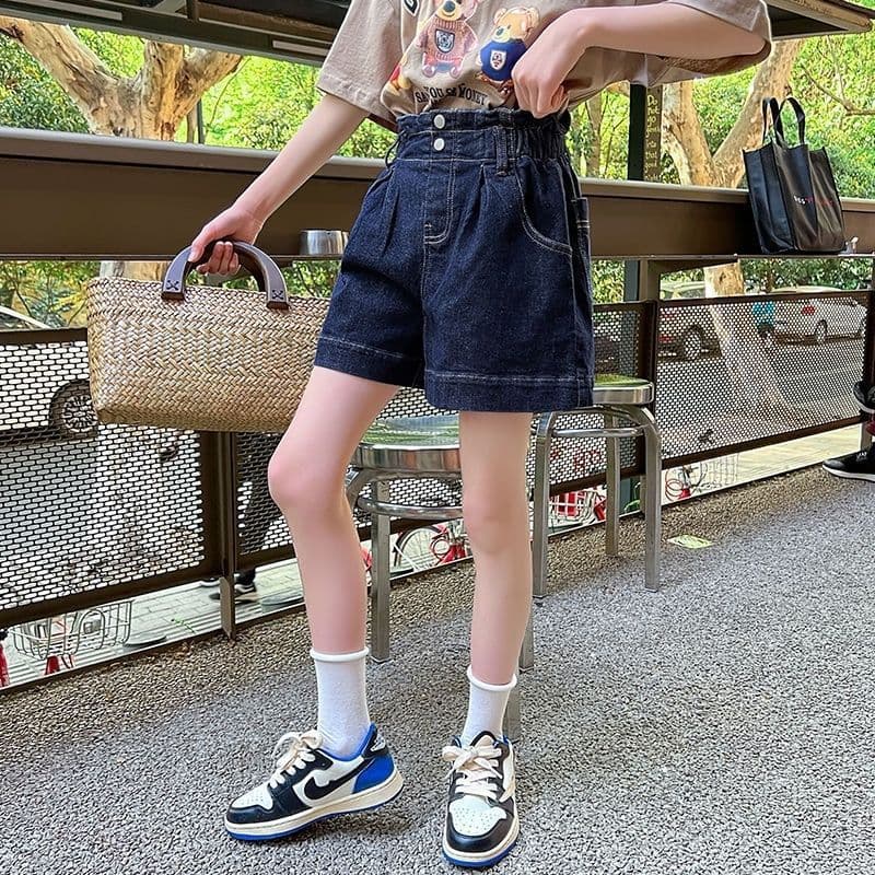 Summer Lightweight Denim Shorts for Girls, Fashionable Hot Pants for Older Kids