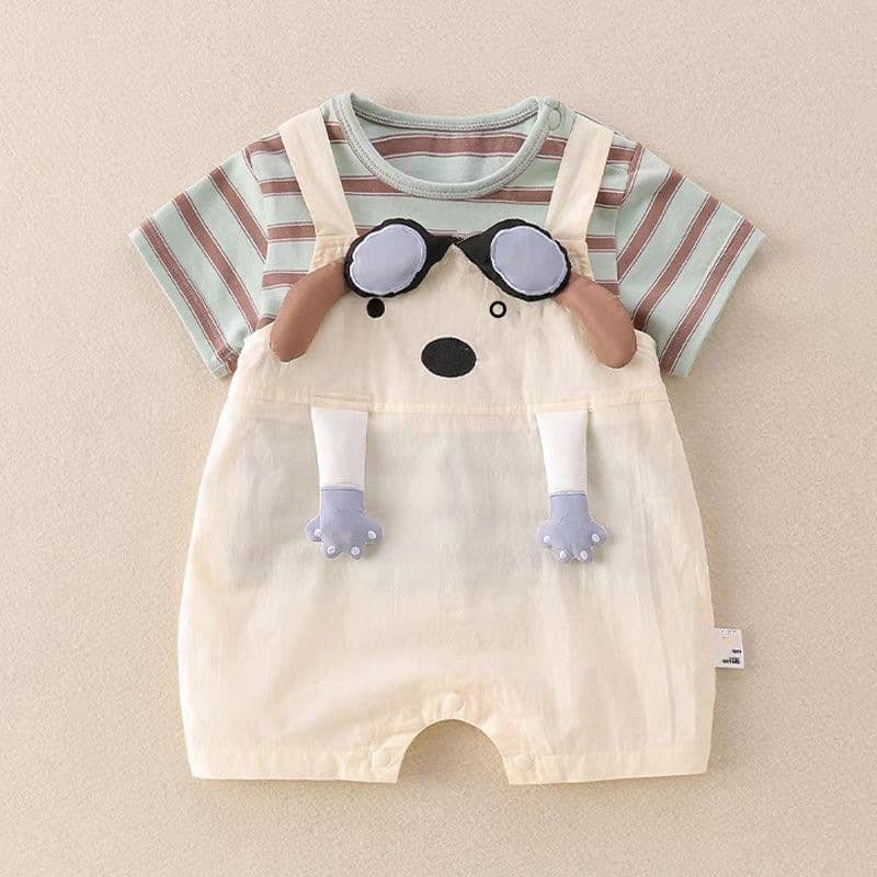 Super Cute Baby Summer Thin Short Sleeve Baby Newborn Bodysuit Summer Fashionable Going Out Romper Baby Crawling Suit