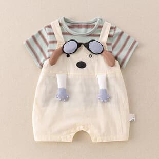 Super Cute Baby Summer Thin Short Sleeve Baby Newborn Bodysuit Summer Fashionable Going Out Romper Baby Crawling Suit