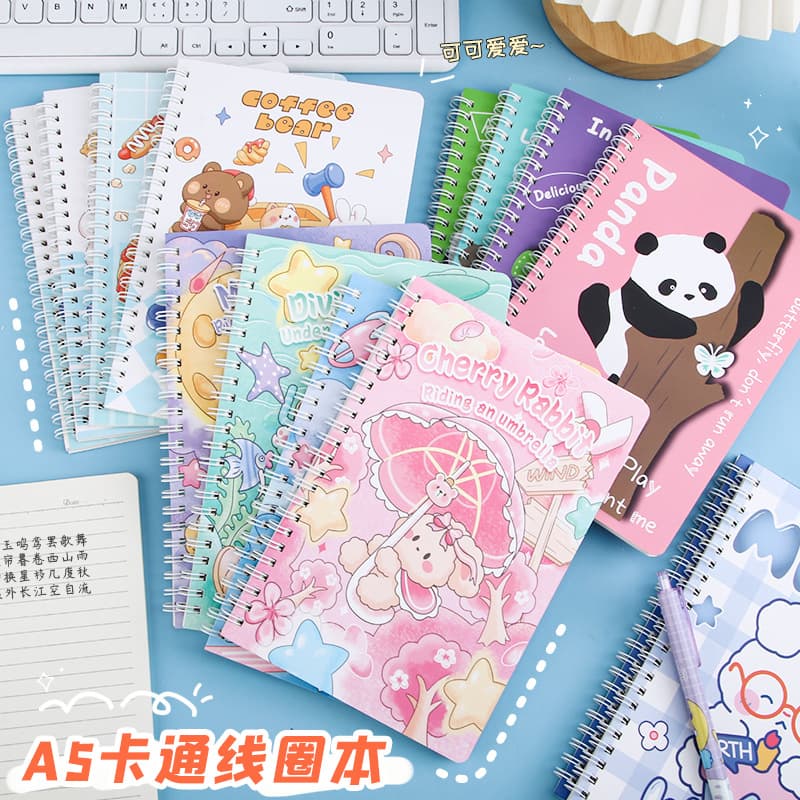 Creative Cartoon A5 Spiral Notebook Student 32K Thick Lined Notebook Stationery Study Office Loose-Leaf Notebook Wholesale