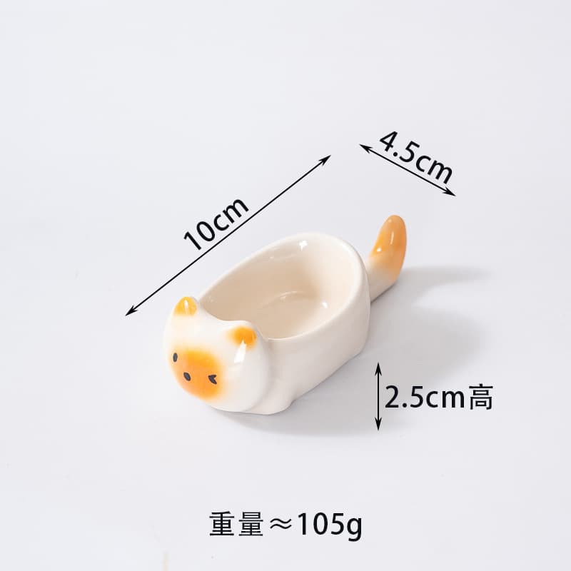 Strictly Selected Cute Kitten Ceramic Dipping Dish, Hand-Painted Underglaze Color, Home Small Flavor Dish, Seasoning Dish, Soy Sauce Dish