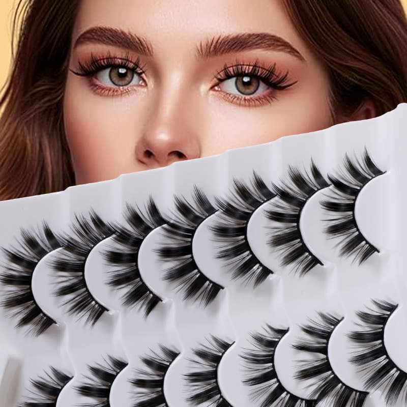 Cross-border Best Seller Pair Pack Eyelashes False Eyelashes Natural Realistic Hair Dense Curly European and American Hot Selling Large Capacity Eyelashes