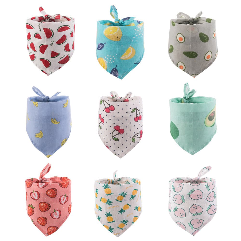 Cross-border e-commerce supply Cartoon fruit pattern pet saliva towel dog cat triangle towel dog scarf