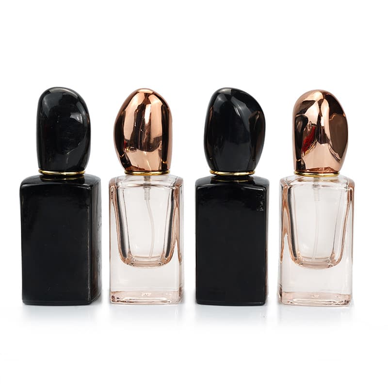Wholesale High-End Classic Square Transparent Glass 45ml Perfume Sub-Bottle Pink Black Cosmetic Bottle Spray Bottle