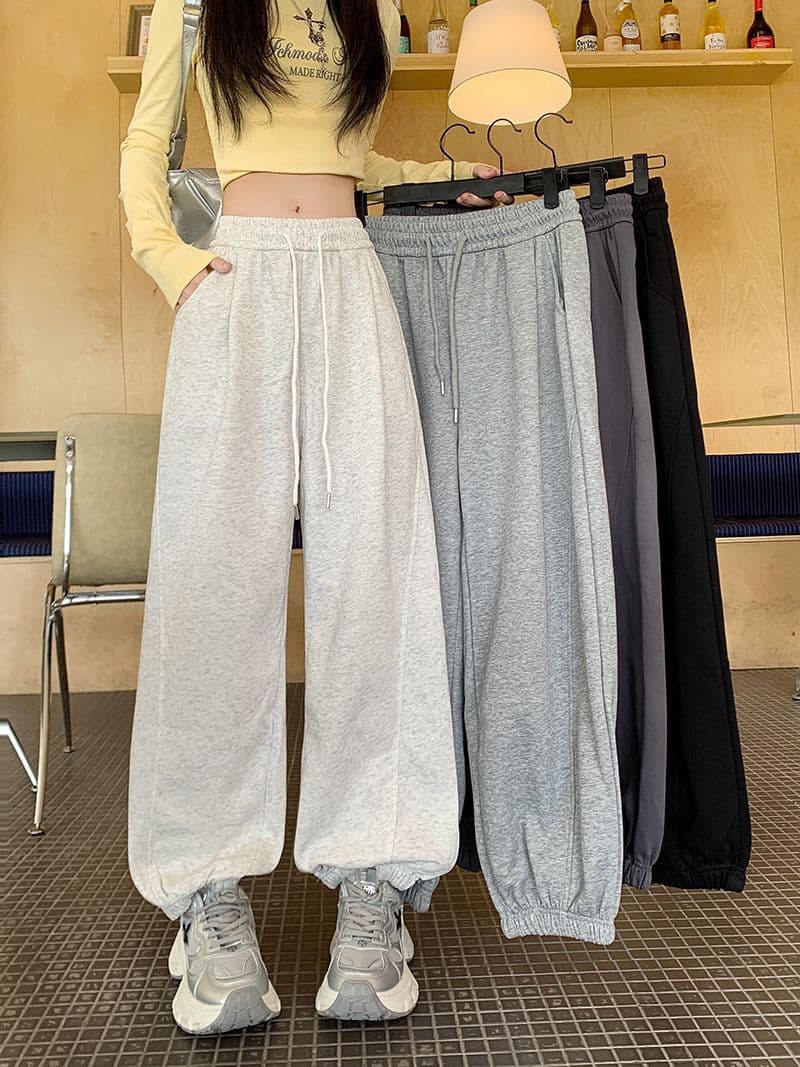 Women's American-Style Casual Pants Autumn Winter High Waist Drapey Cuffed Pants Loose Plus Size Wide Leg Sweatpants High Quality Wholesale