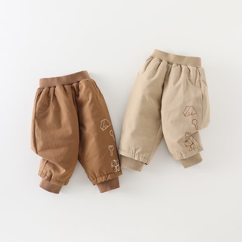 Baby down-filled winter pants, warm 90% white duck down, stylish and loose-fitting outerwear for infants and toddlers, Category A