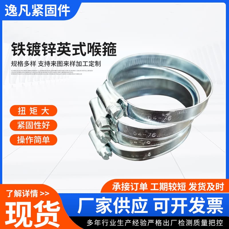 Factory Supply British Carbon Steel Hose Clamp Iron Pipe Clip Fire Hose Clamp Canopy Clamp Hoop