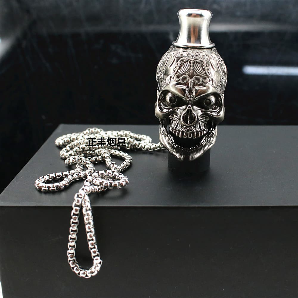 New Maklaud Private Hookah Mouthpiece Skull Hookah Accessories with Stainless Steel Necklace Chain Bar KTV