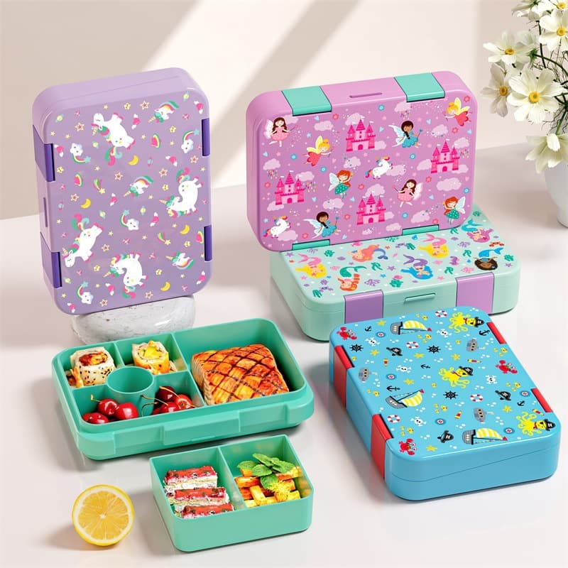 Cross-border Kids Double Buckle Lunch Box Cartoon Bento Box Student Portable Lunch Box Microwaveable Large Capacity Meal Box