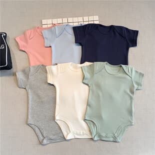 Baby Summer Short Sleeve Bodysuit A-Class Newborn Baby Triangle Bodysuit Pure Cotton Half-Sleeve Onesie Boy