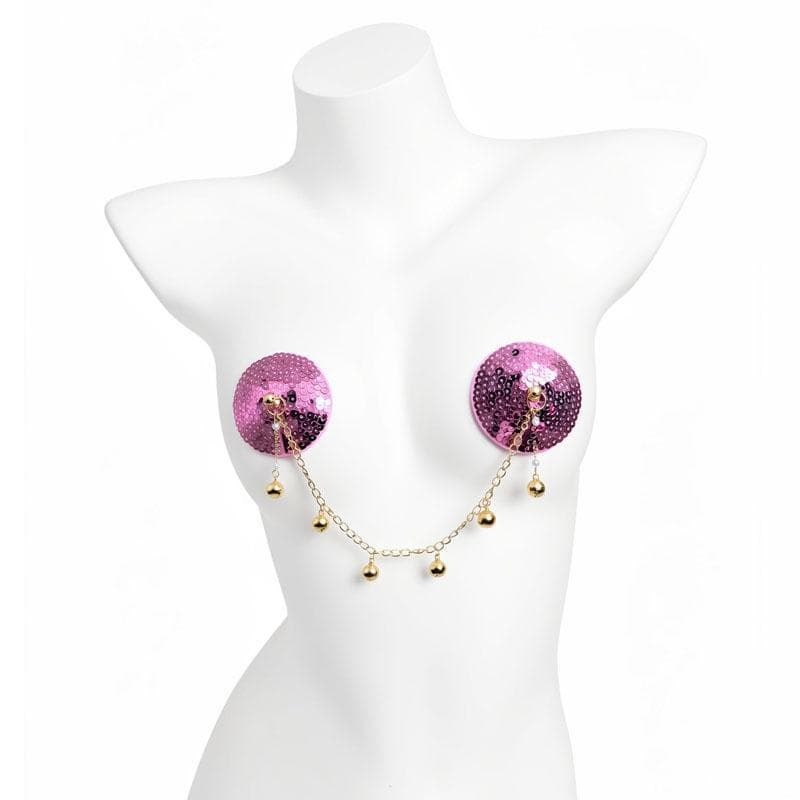 Sexy Nipple Covers with Bells, Adult Teasing Accessories, Sequin Nipple Covers, Unisex