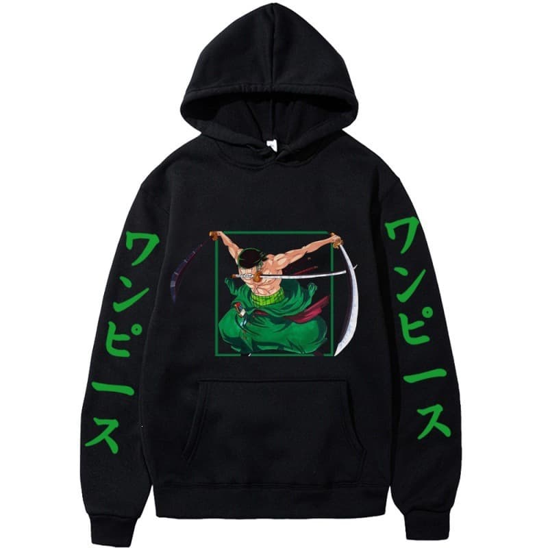 One Piece Zoro Hoodie Cross-Border Fleece-Lined Unisex Sweatshirt Anime Hoodie