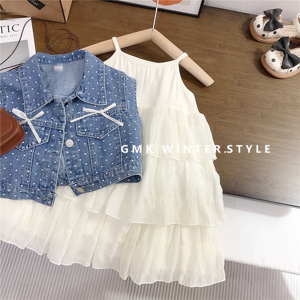 Girls' Summer Set New Style Children's Fashionable Thin Dress and Vest Two-Piece Set for Export
