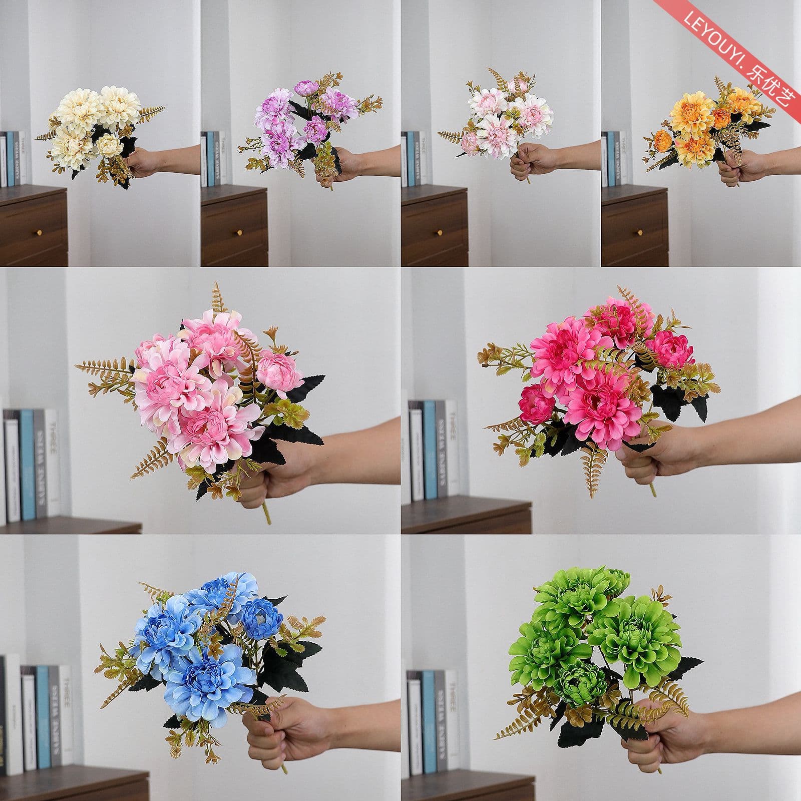 Small Bunch Dark Fragrance Artificial Bouquet for Living Room Table Vase Arrangement, Entryway Decoration, Warm Ambiance Home Decoration Flower