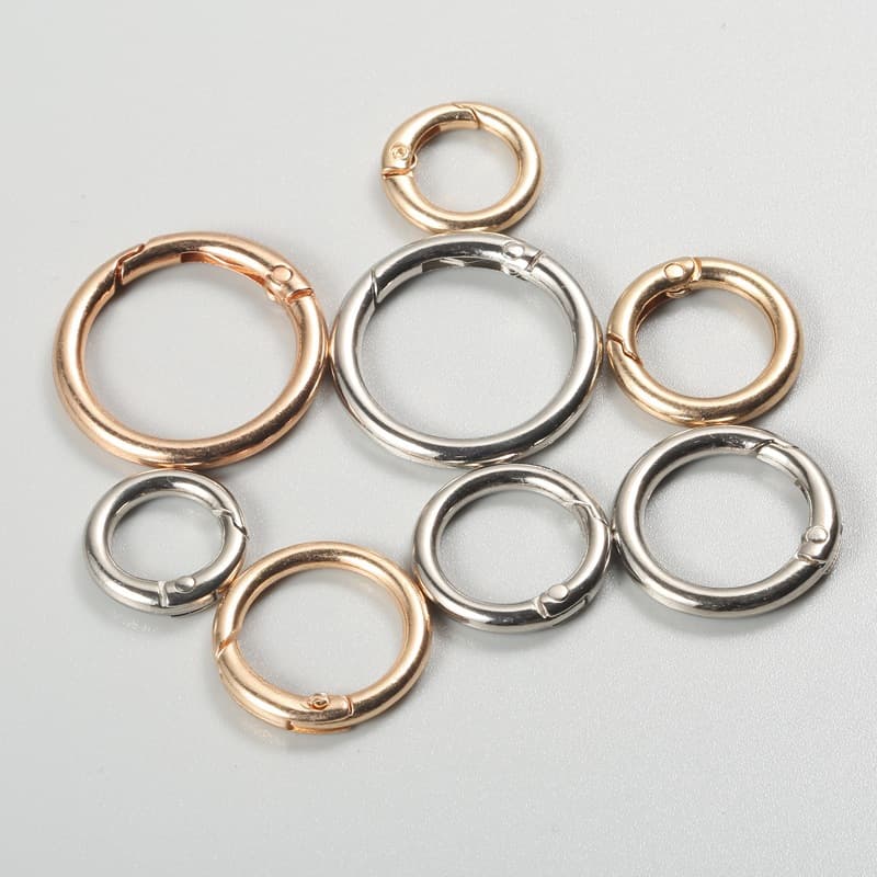 Metal Spring Clasps, Round Ring Clasps, Open Rings, Spring Rings Keychain Connectors, Luggage Hardware Hook Accessories