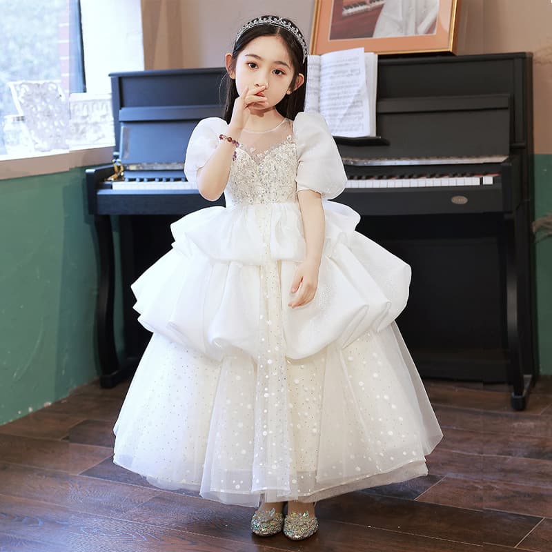 Girls Evening Gown Children's Party Piano Performance Dress Flower Girl Wedding Little Girl Host Catwalk Princess Dress