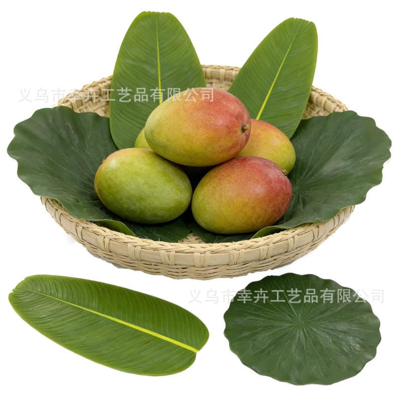 Artificial Leaves Artificial Banana Leaves Lotus Leaves Rubberized Texture Green Leaves for Fruit Shop Display Table Mat Decoration Props
