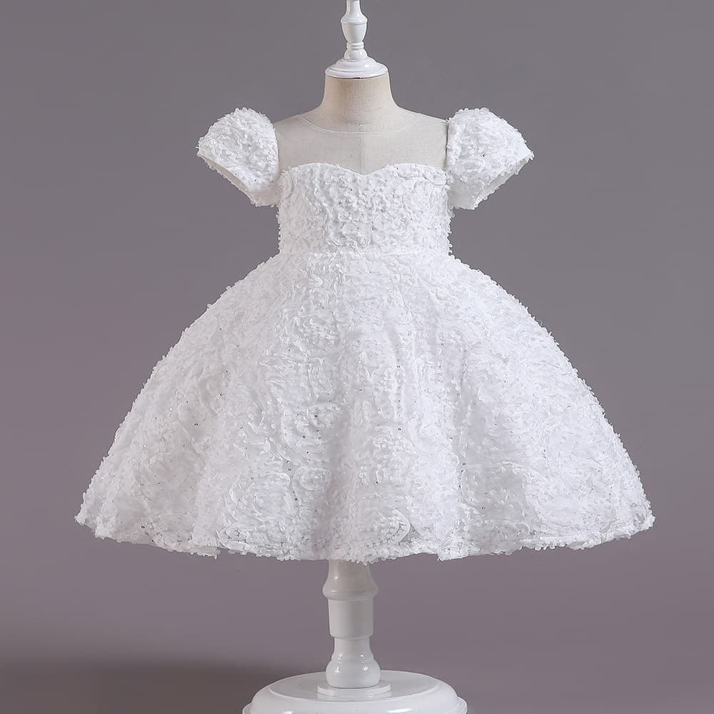 Mesh Skirt Girls Princess Dress Summer Flower Girl Wedding Children's Birthday Dress Host Performance Gown
