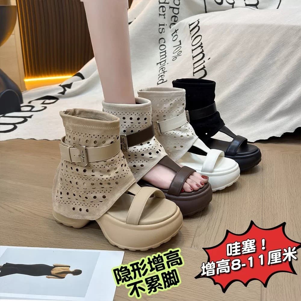 Thick-Soled Platform Roman Sandals for Women 2026 Spring Summer New Style Open-Toe Chic Trouser Sandal Boots Comfortable and Versatile