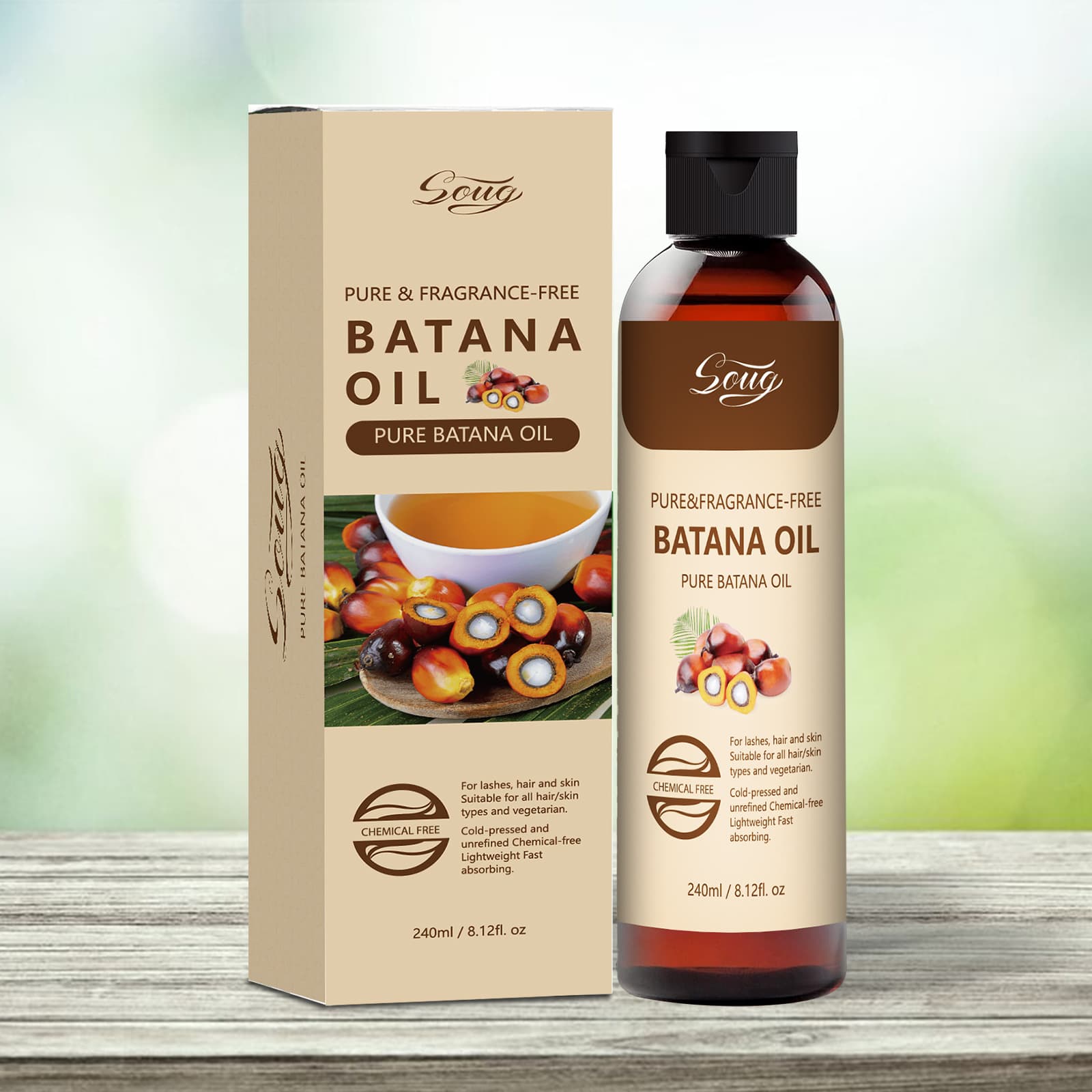 Cross-border SOUG Batana Oil Moisturizing Repair Nourishing Dry Frizzy Smooth Shine Oil-Control Shampoo 240ml
