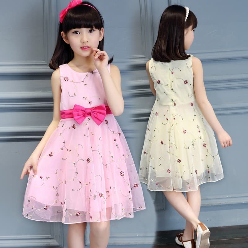 Girls Summer Dress Mesh Tutu Dress for Children Mesh Dress for Primary School Students Little Girl Sleeveless Mesh Skirt