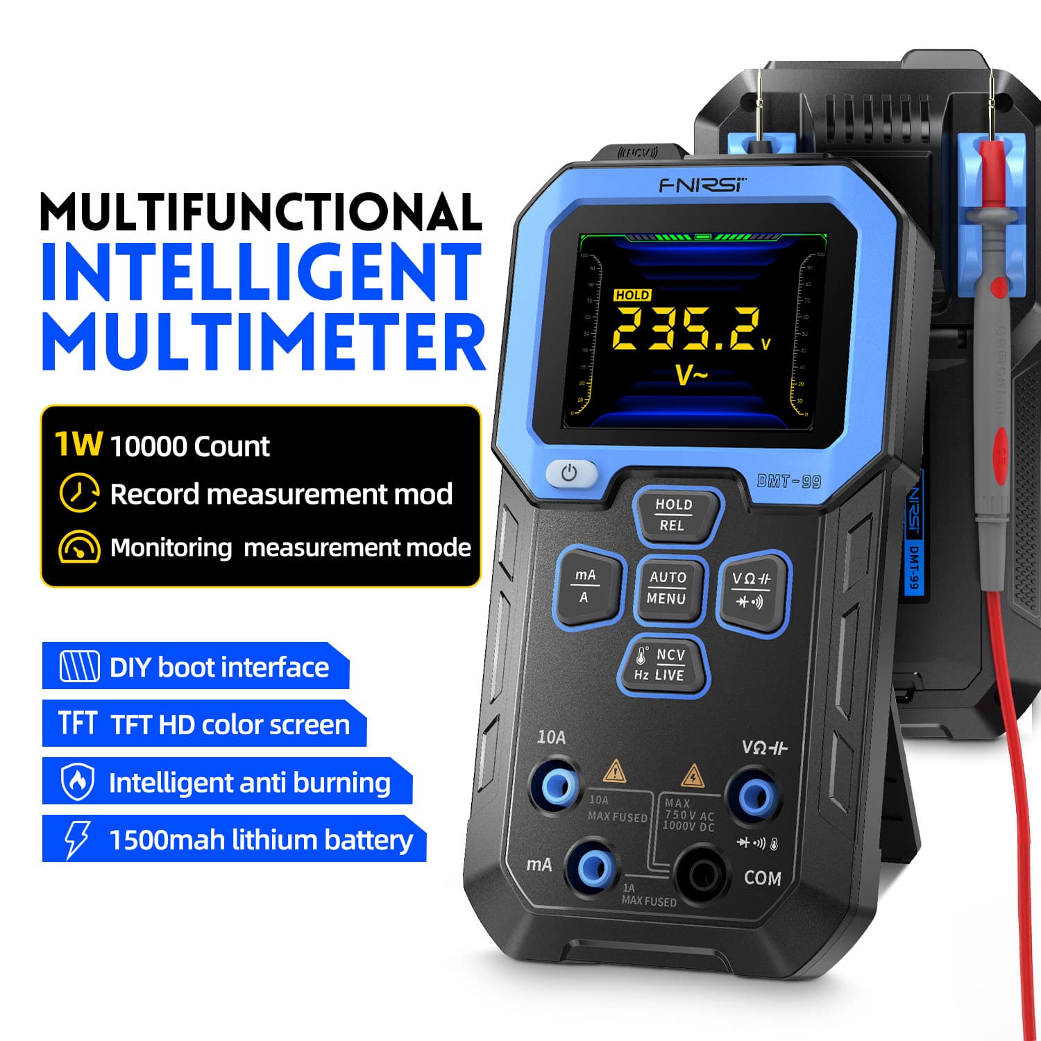 FNIRSI DMT-99 Multimeter Digital High-Precision Smart Anti-Burn Multifunctional Fully Automatic Digital Display Electrician