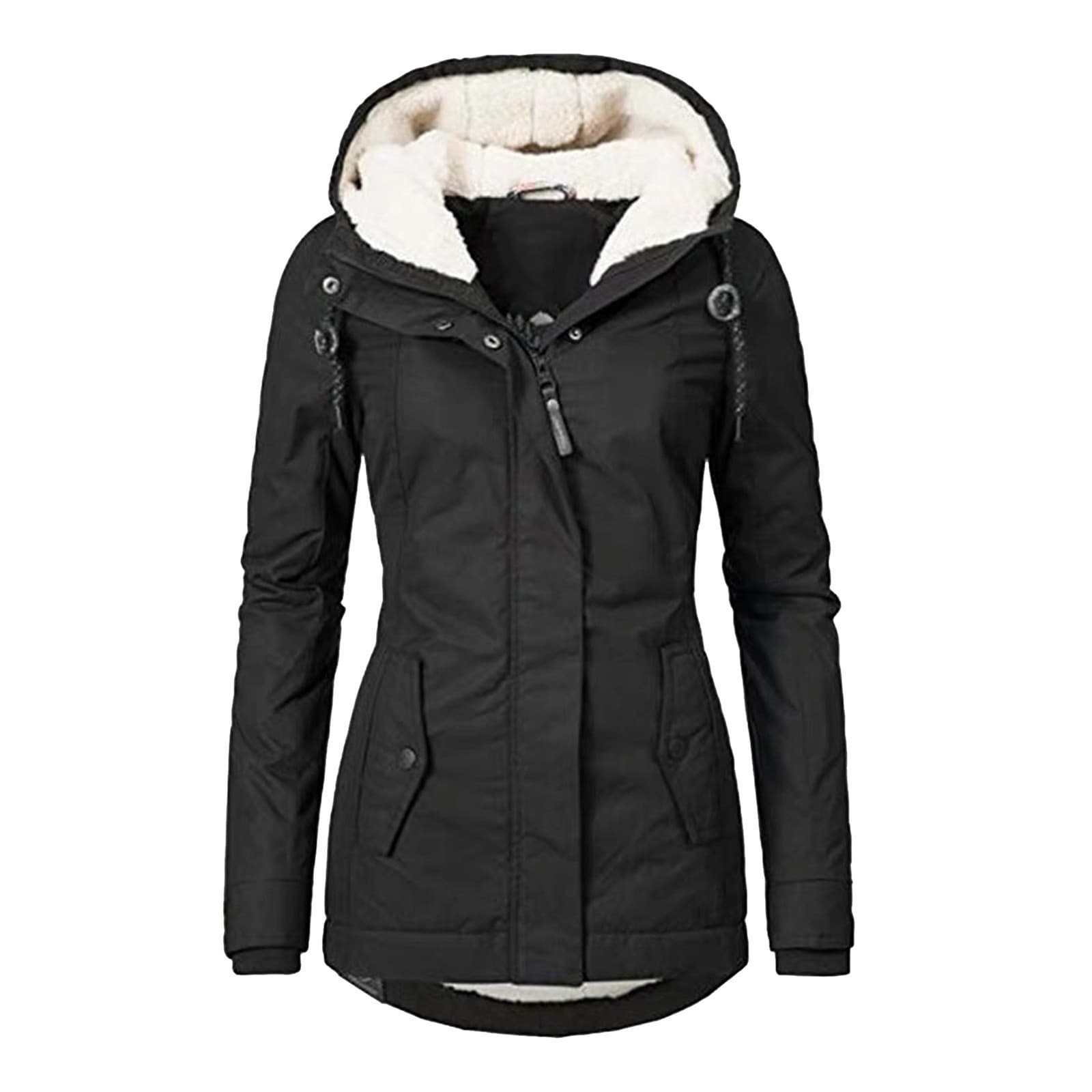 Plus Size Women's Fleece-Lined Cotton Coat Amazon Style for Autumn/Winter 2024 Lamb Wool Padded Jacket High Quality Cotton Material