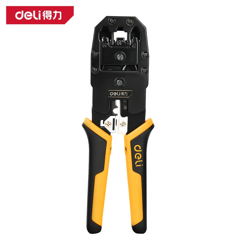 Deli 4/6/8P Three-Use Network Crimping Tool, RJ45 Crimper, Wire Stripper, and Cable Cutter