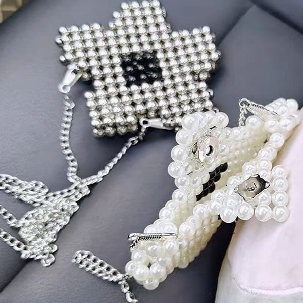 Fashion Mini Pearl Handwoven Bag Star Beaded Crossbody Women Bag